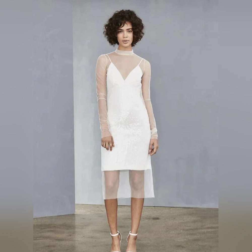 Amsale 'Little White Dress' LW131 Sequined White Bridal Dress (Dress Only)
